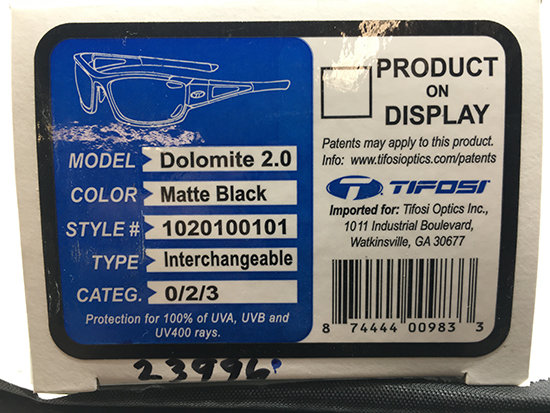 Tifosi Dolomite 2.0 Matte Black Interchangeable 3 Lens Sunglasses 1020100101 for sale online 