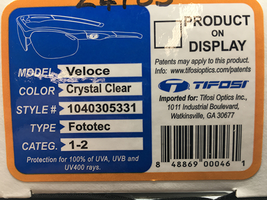 Tifosi Crystal Clear sunglasses